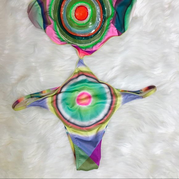 🔥SOLD🔥 Designer Pin Up Stars sequin monokini VS - Picture 6 of 11